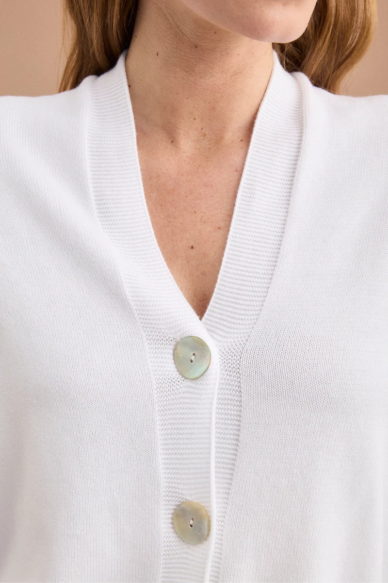 Cardigan Kimono in Cotone - BIANCO
