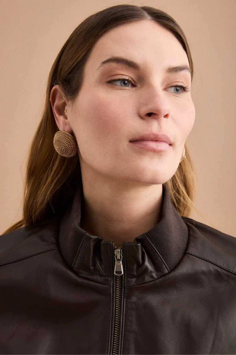 Bomber in Pelle con Tasche - T.MORO