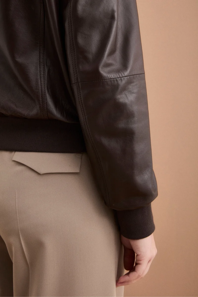 Bomber in Pelle con Tasche - T.MORO