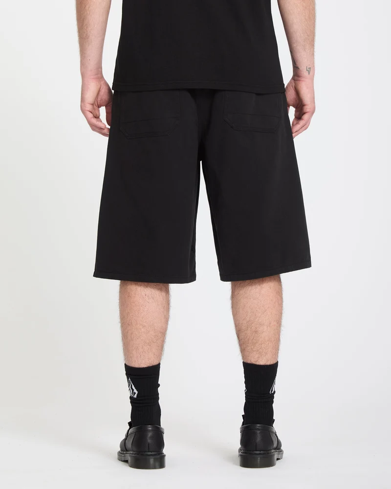 Chillow Pleat 24" Elasticated Waist Chino Shorts - Black