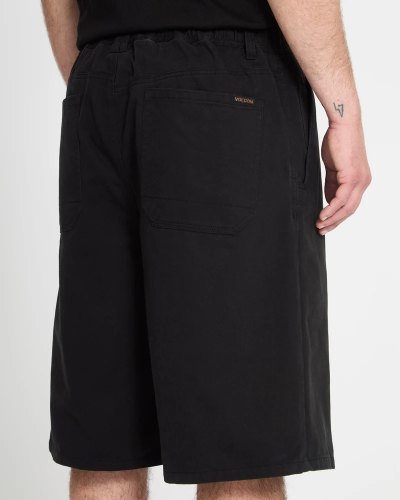 Chillow Pleat 24" Elasticated Waist Chino Shorts - Black