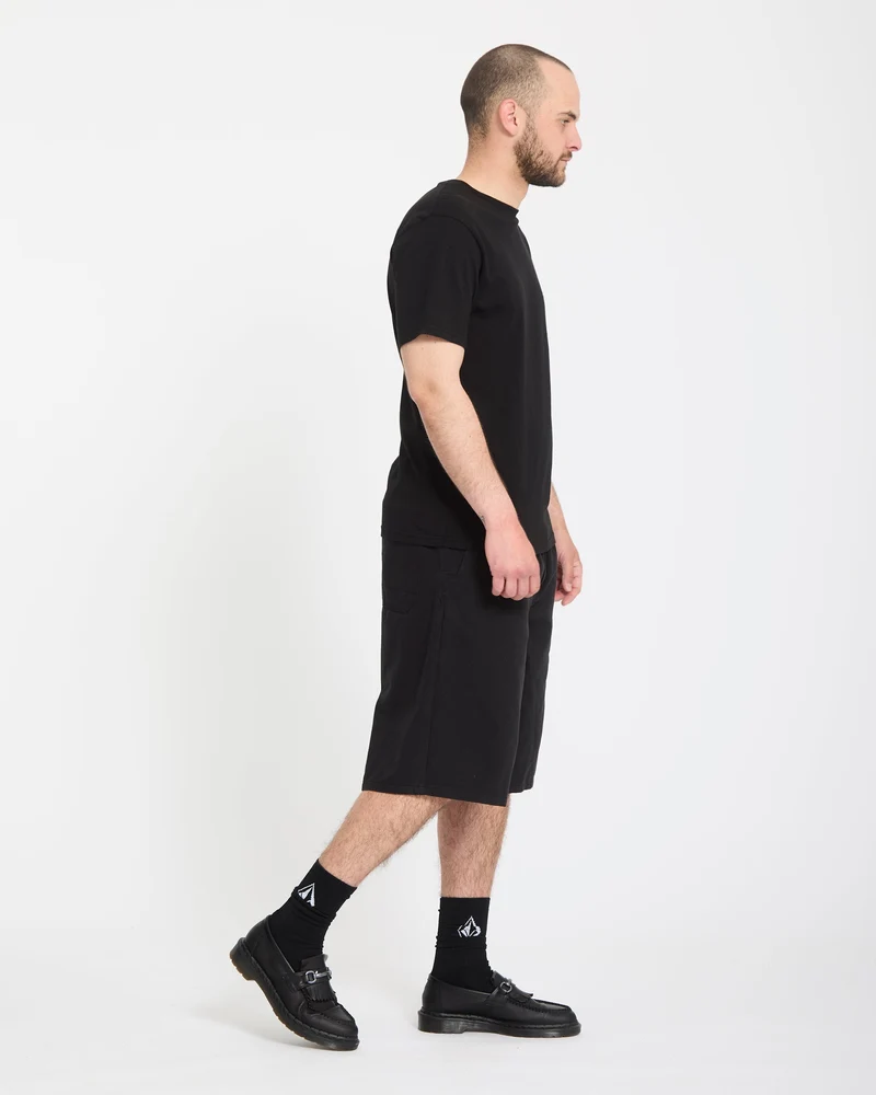 Chillow Pleat 24" Elasticated Waist Chino Shorts - Black