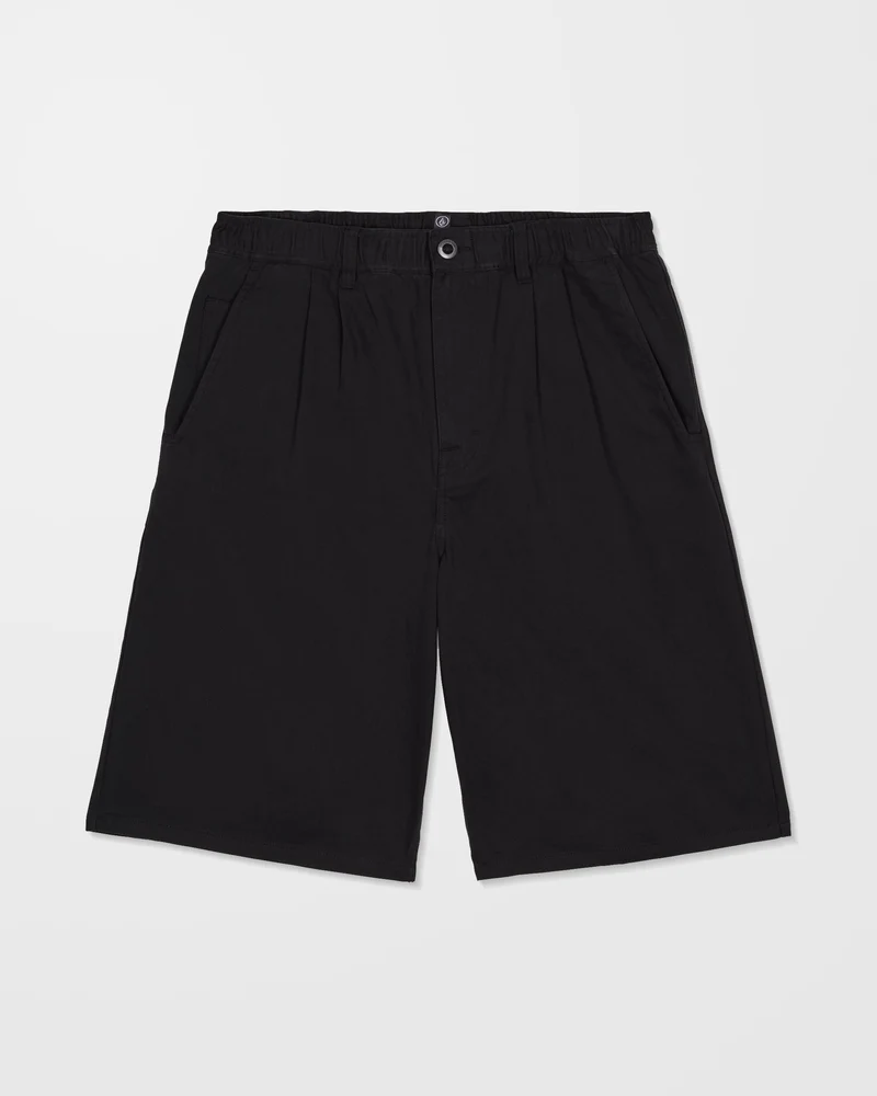 Chillow Pleat 24" Elasticated Waist Chino Shorts - Black