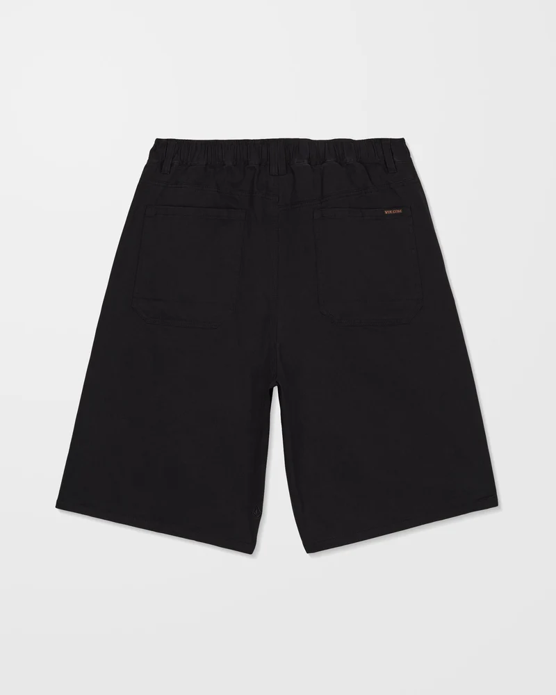 Chillow Pleat 24" Elasticated Waist Chino Shorts - Black