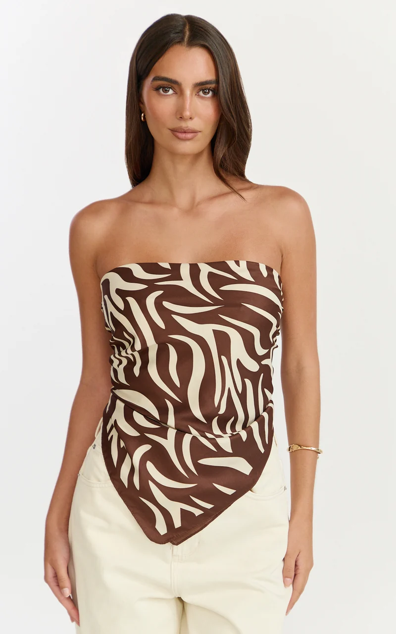 Beata Scarf - Animal Print Scarf in Brown