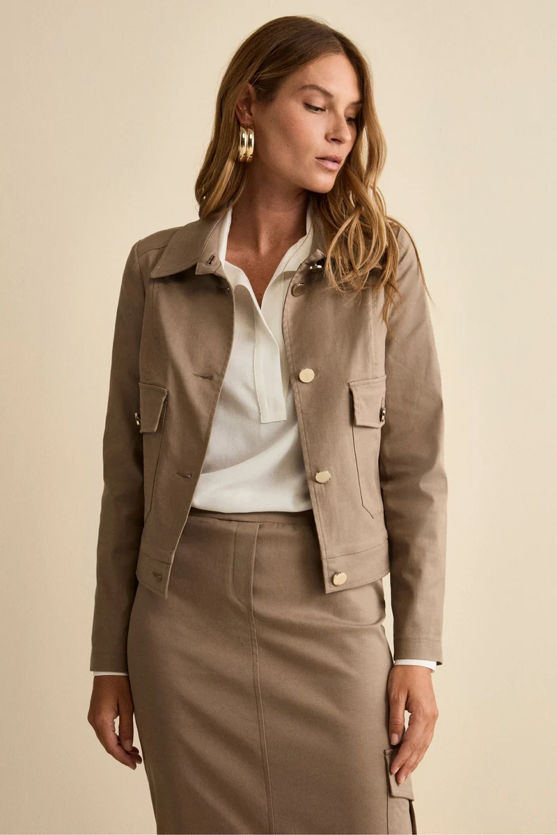 Giacca Corta in Gabardina con Tasche - TORTORA
