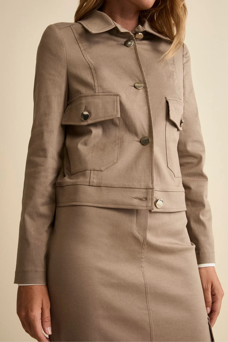 Giacca Corta in Gabardina con Tasche - TORTORA