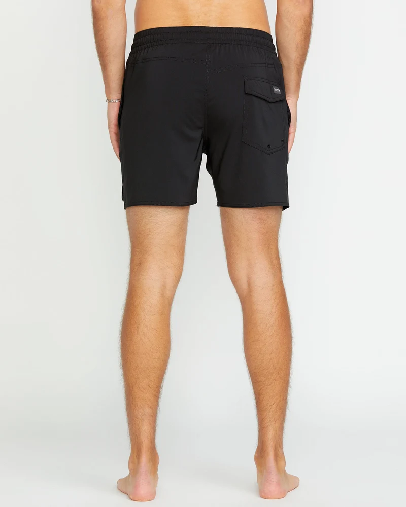 Lido Solid Trunk 16" Boardshorts - Black