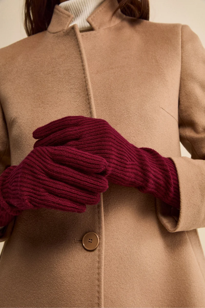 Guanto a Coste in Lana e Cashmere - VINO