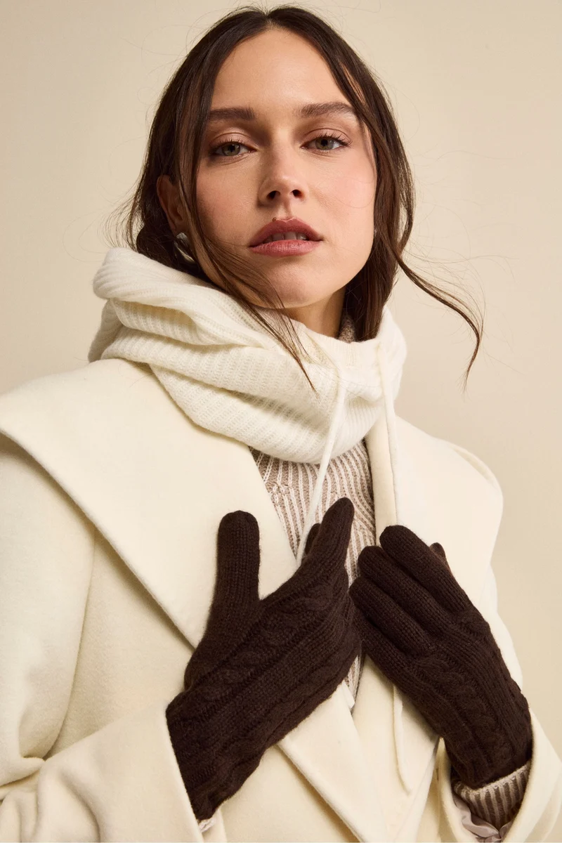 Guanti Trecce in Lana e Cashmere - CAFFE