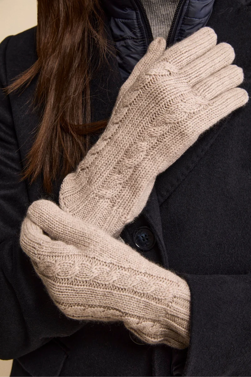 Guanti Trecce in Lana e Cashmere - SABBIA