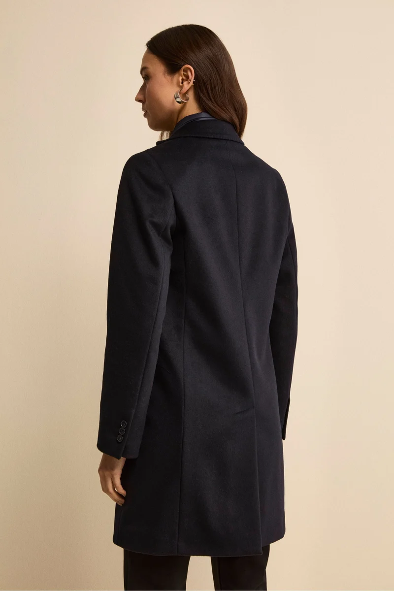 Cappotto Midi in Lana e Cashmere con Pettorina - BLU