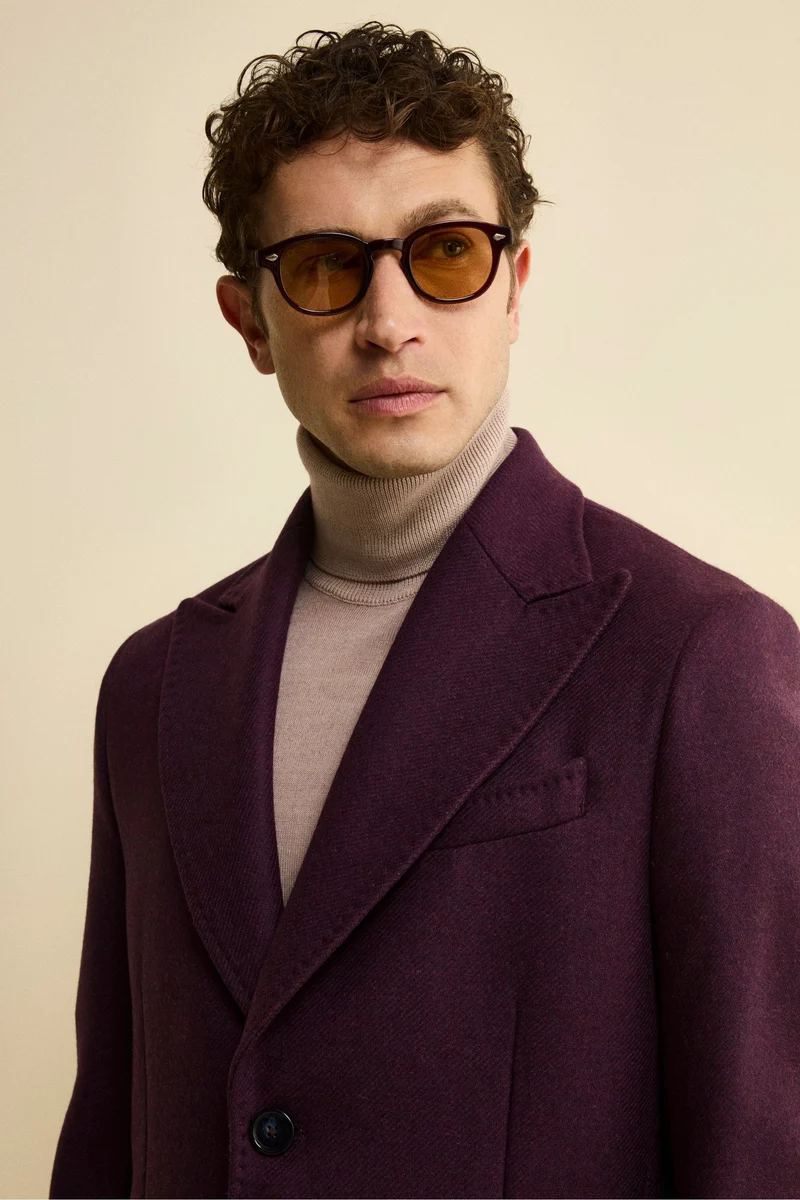 Cappotto Twill in Lana - MELANZANA