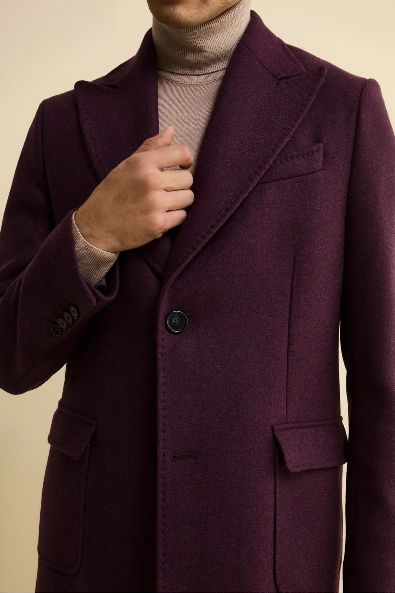 Cappotto Twill in Lana - MELANZANA