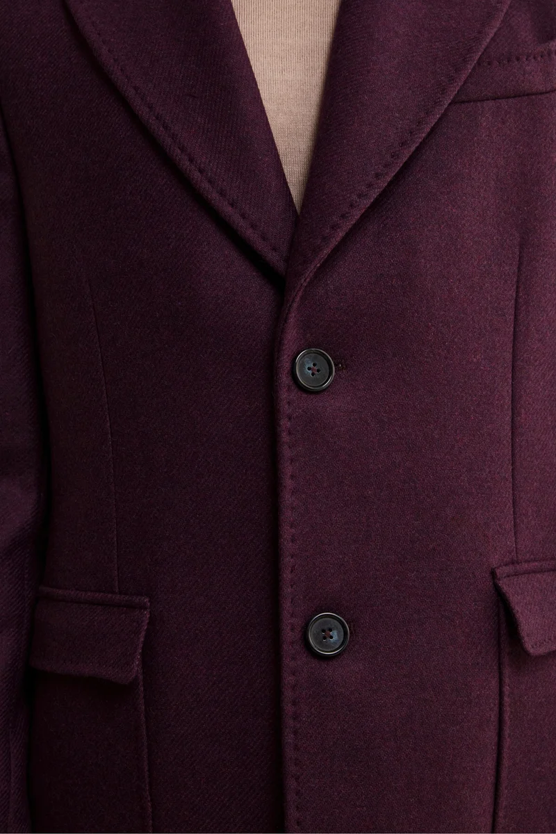 Cappotto Twill in Lana - MELANZANA