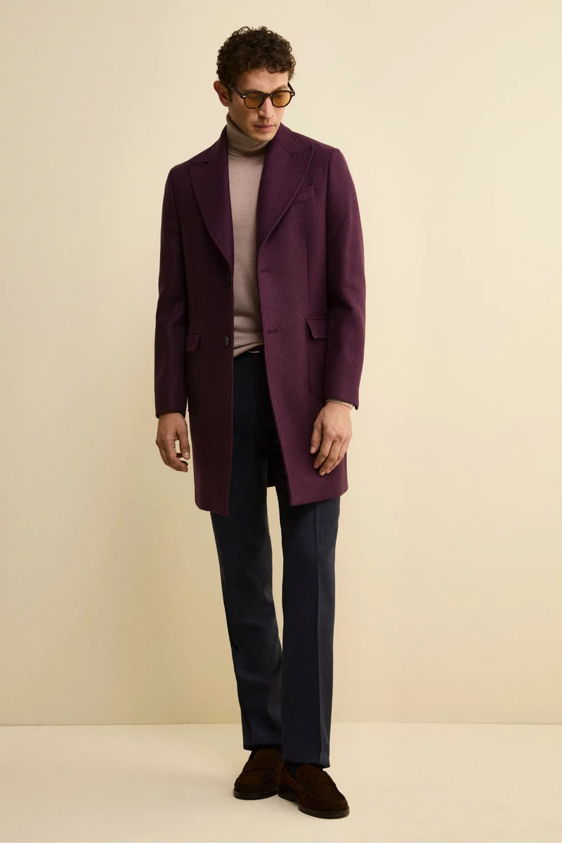 Cappotto Twill in Lana - MELANZANA
