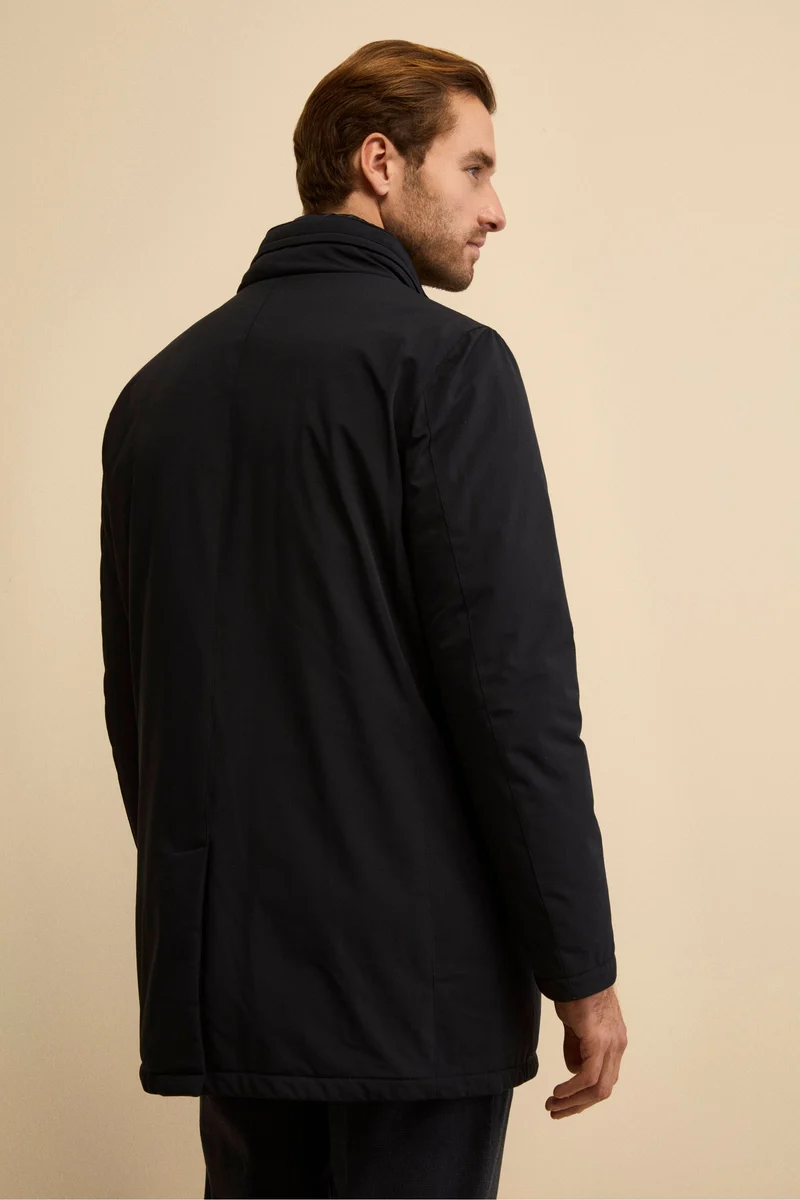 Giaccone Midi Imbottito con Pettorina - BLU