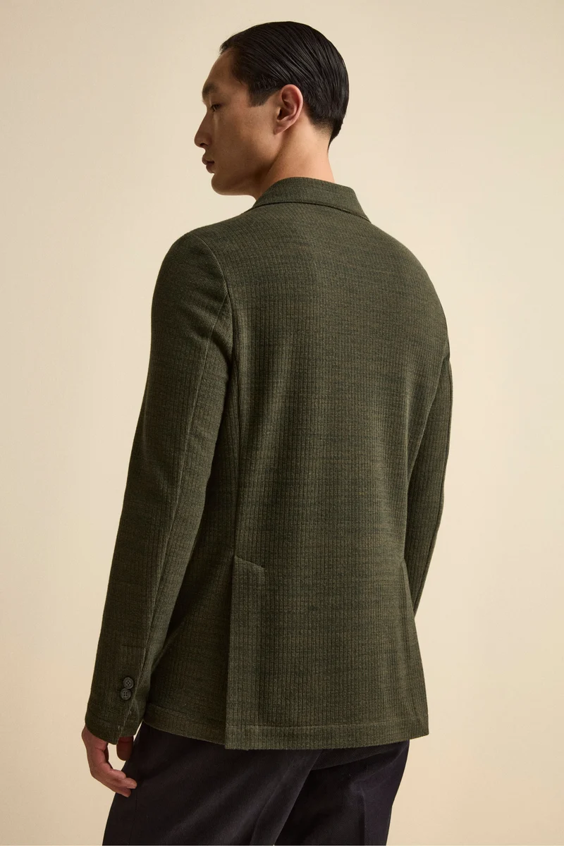 Giacca Sfoderata Slim Fit in Misto Cotone - VERDE