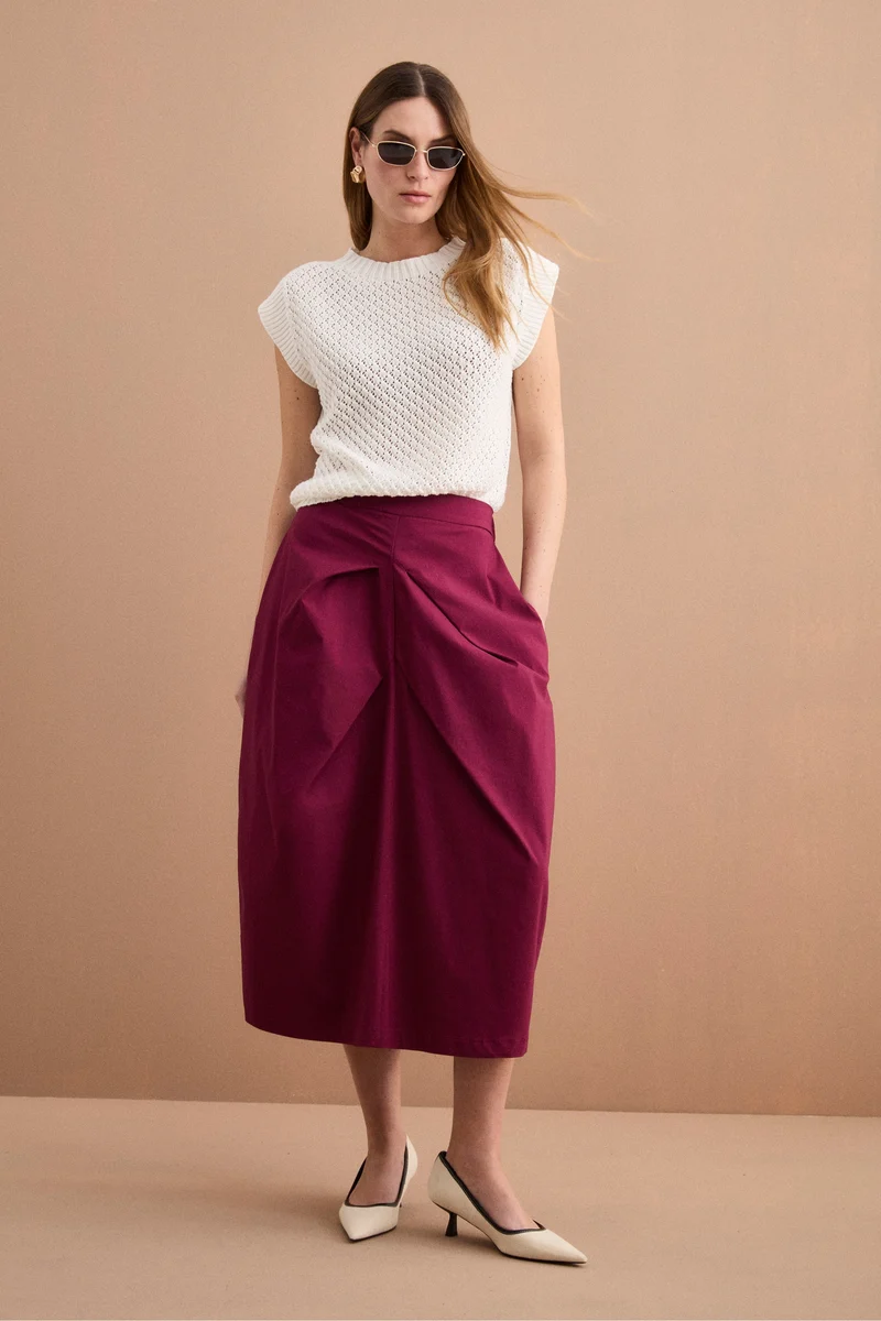 Gilet Over Traforato con Scollo Barchetta - BIANCO