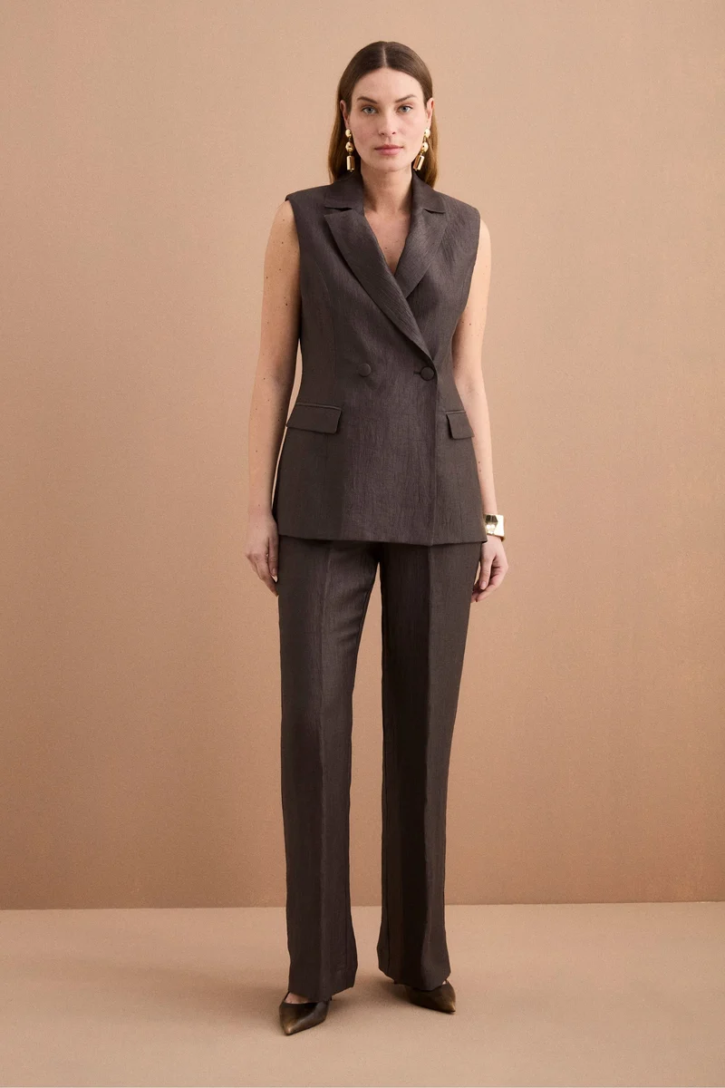 Gilet Doppiopetto in Misto Lino - T.MORO