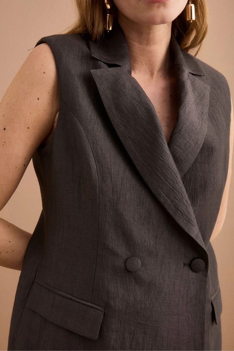 Gilet Doppiopetto in Misto Lino - T.MORO