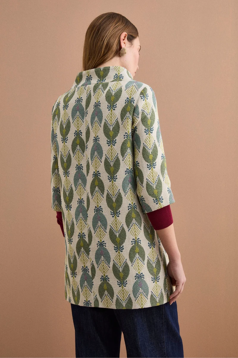 Cappotto Leggero Foderato in Fantasia Jacquard - FANT. VERDE