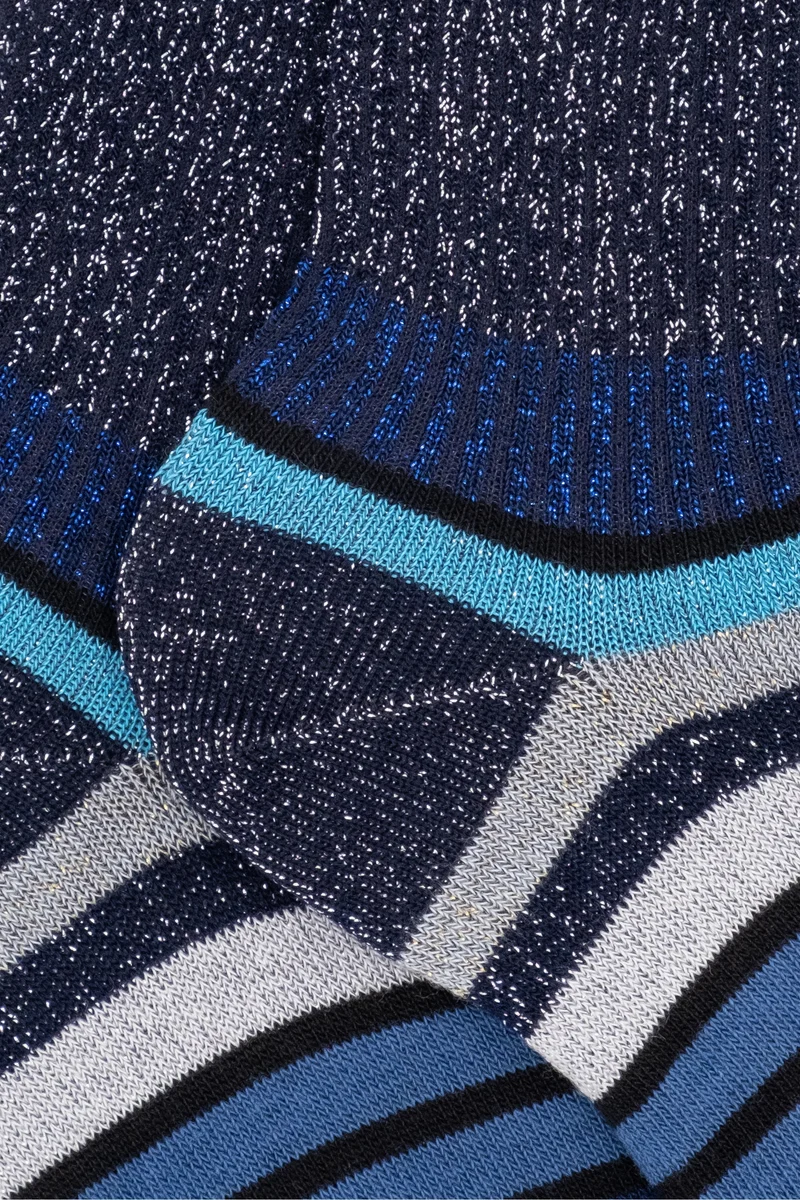 Calze Corte a Righe in Lurex - BLU/JEANS
