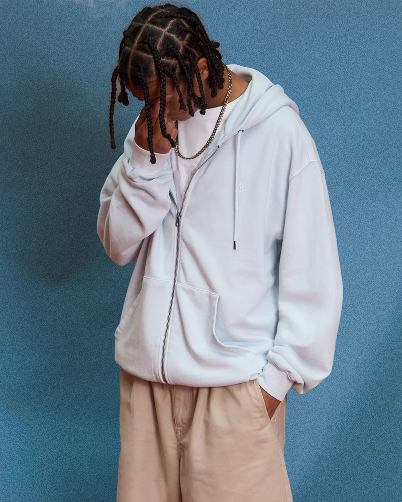 Single Stone Full Zip Hoodie - Light Blue Acid