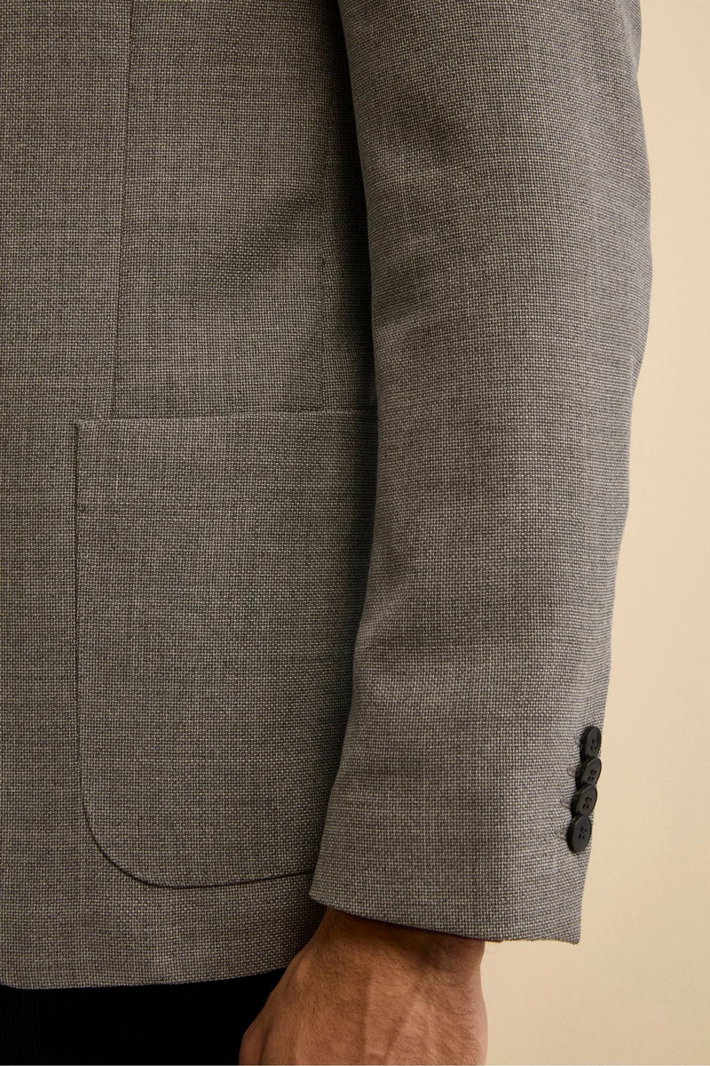 Giacca Slim Fit Monopetto in Lana Vergine - GRIGIO CHIARO