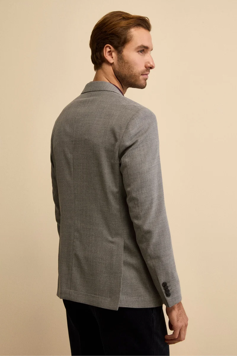 Giacca Slim Fit Monopetto in Lana Vergine - GRIGIO CHIARO