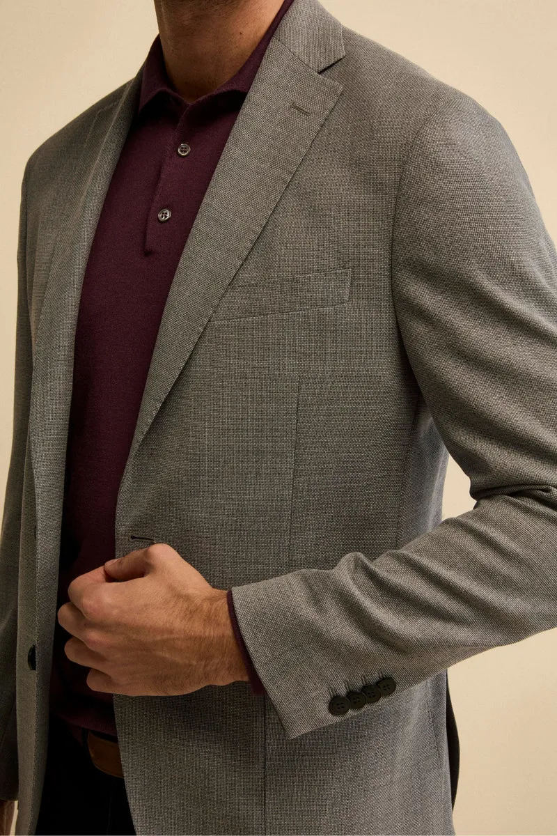 Giacca Slim Fit Monopetto in Lana Vergine - GRIGIO CHIARO