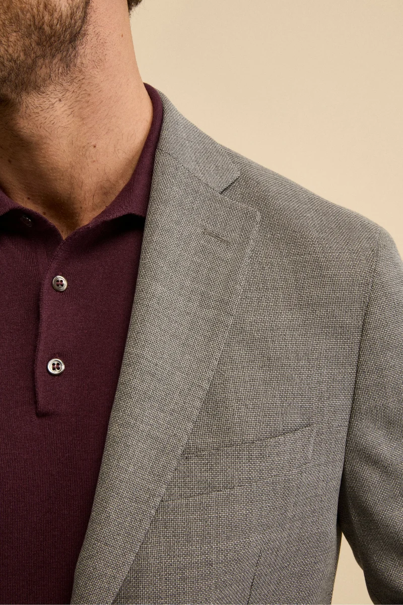 Giacca Slim Fit Monopetto in Lana Vergine - GRIGIO CHIARO