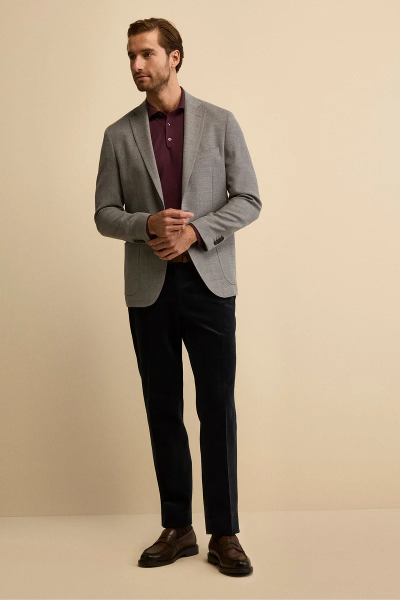Giacca Slim Fit Monopetto in Lana Vergine - GRIGIO CHIARO