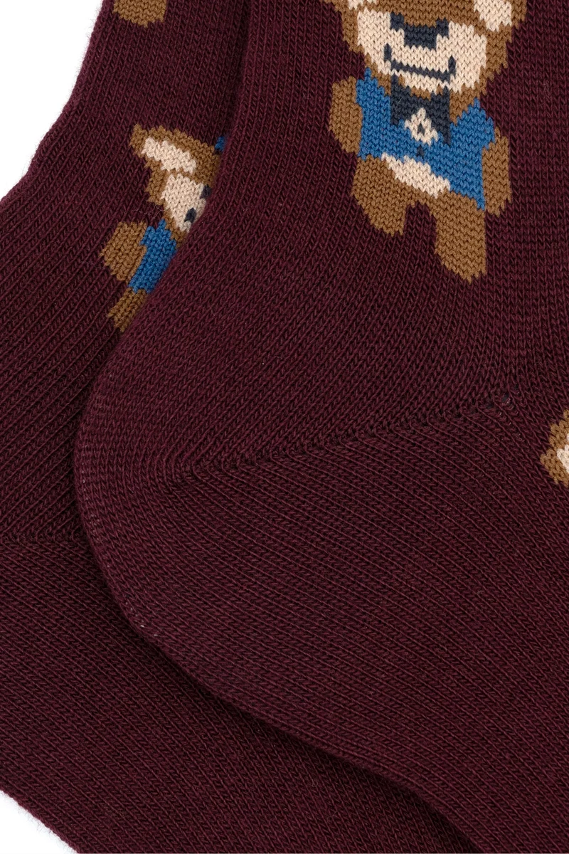 Calze Corte Fantasia Orsetti - BORDEAUX