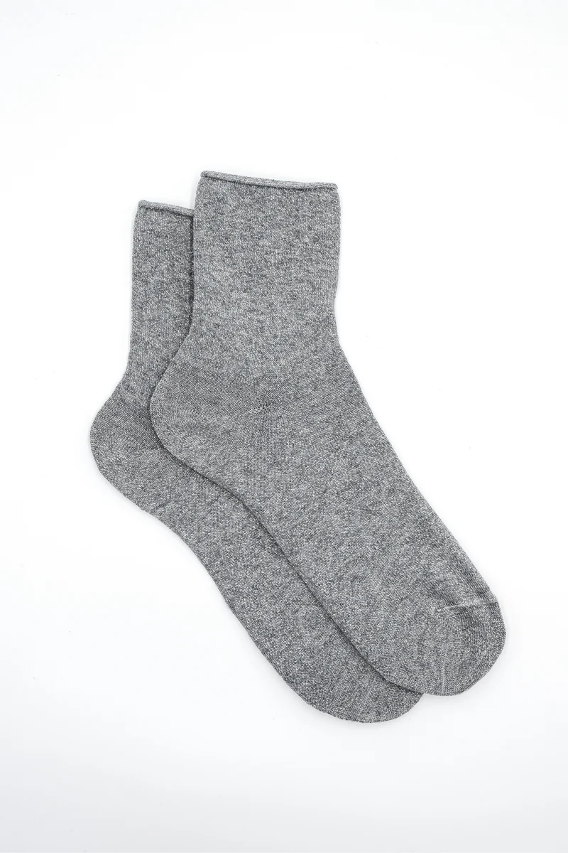 Calze Corte in Cotone con Lurex - GRIGIO