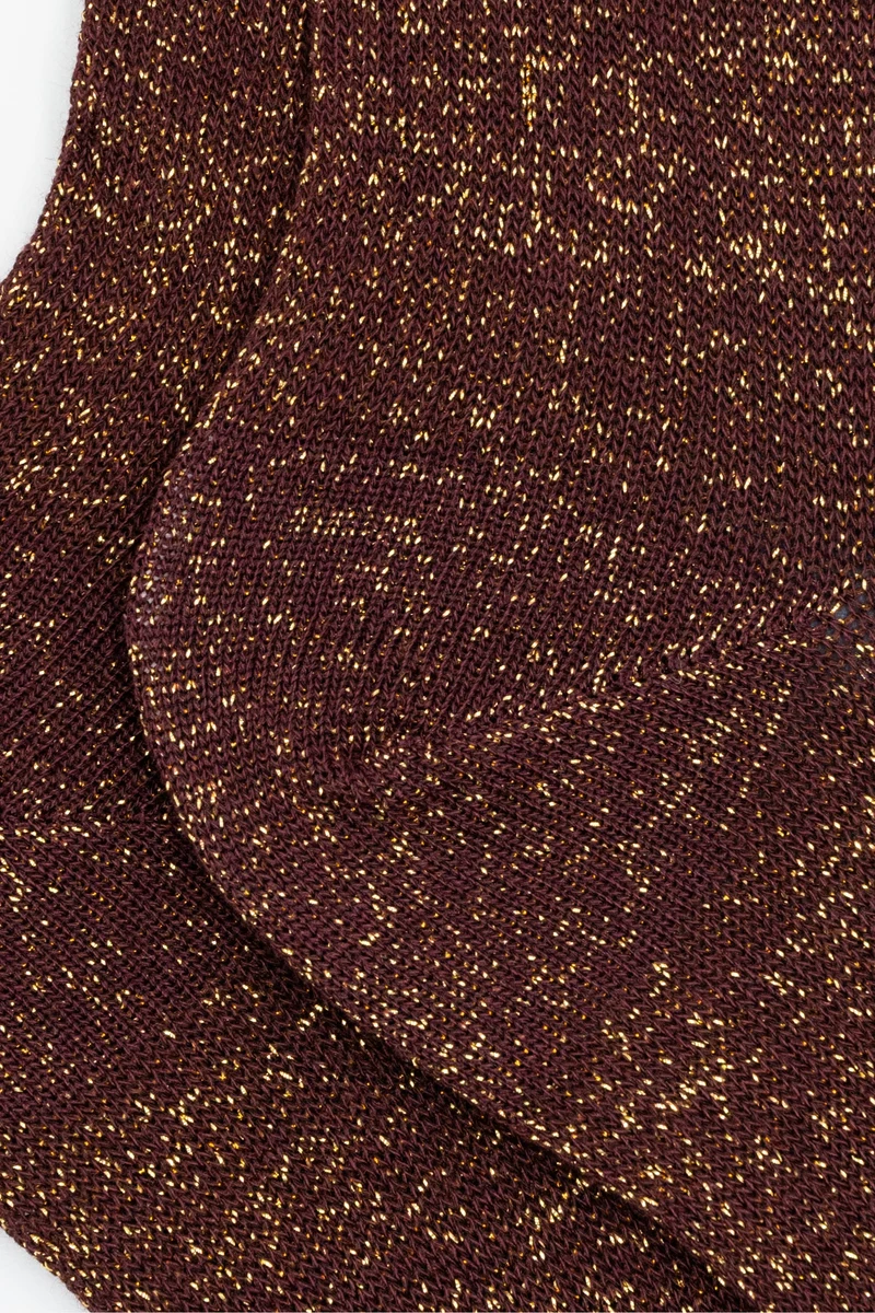 Calze Corte in Cotone con Lurex - BORDEAUX