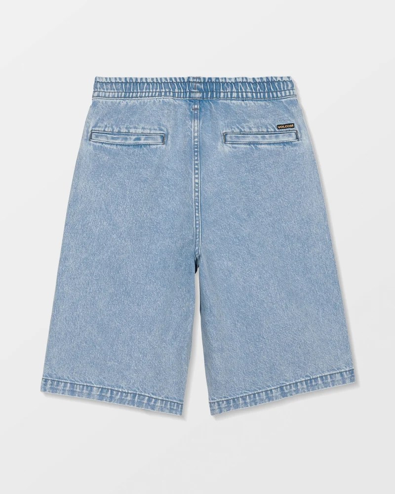 Freazy Loose Denim Elasticated Waist Shorts - Pale Aqua - (KINDER)