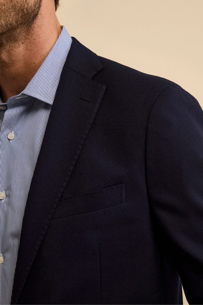 Giacca Slim Fit Monopetto in Lana Vergine - BLU