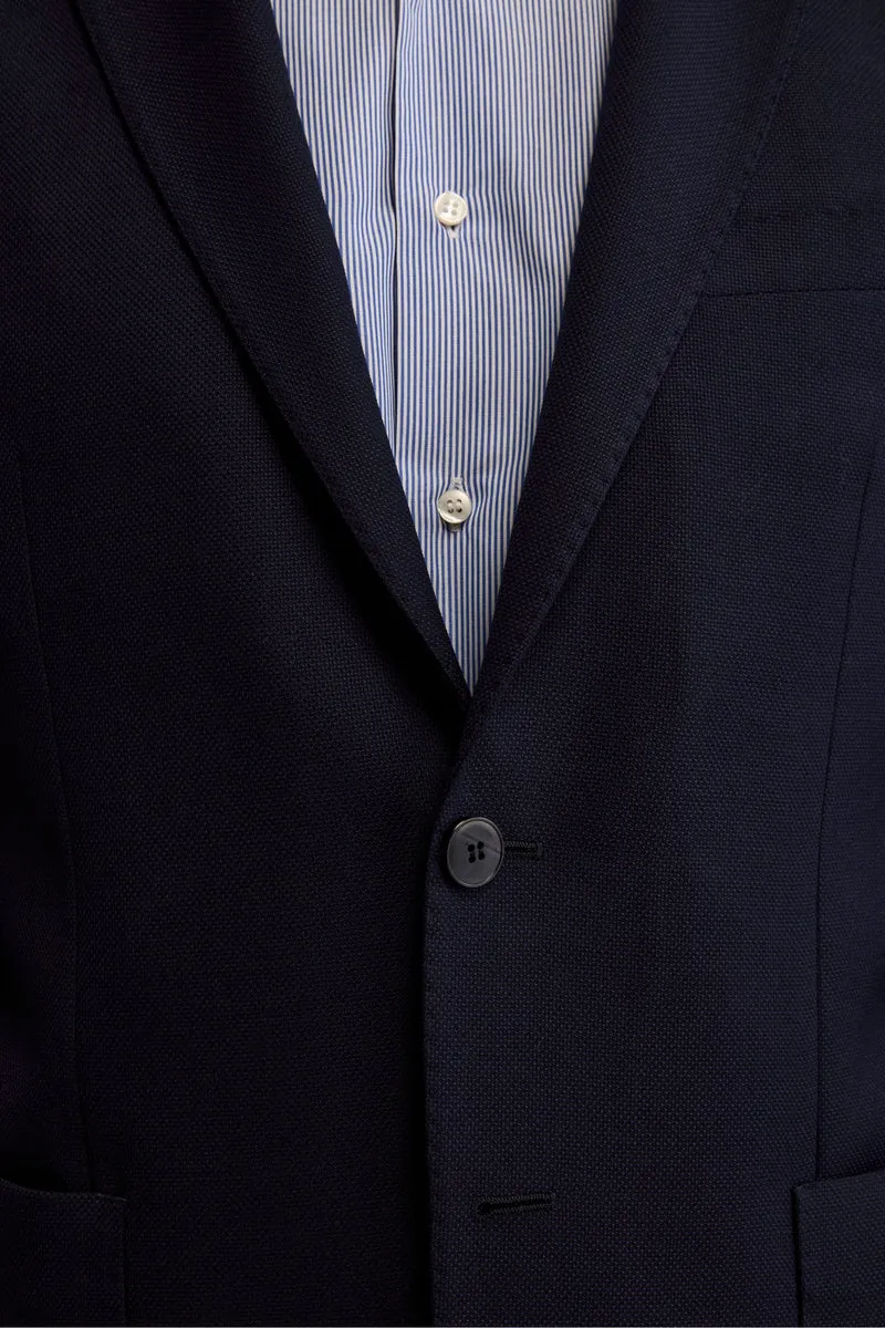 Giacca Slim Fit Monopetto in Lana Vergine - BLU