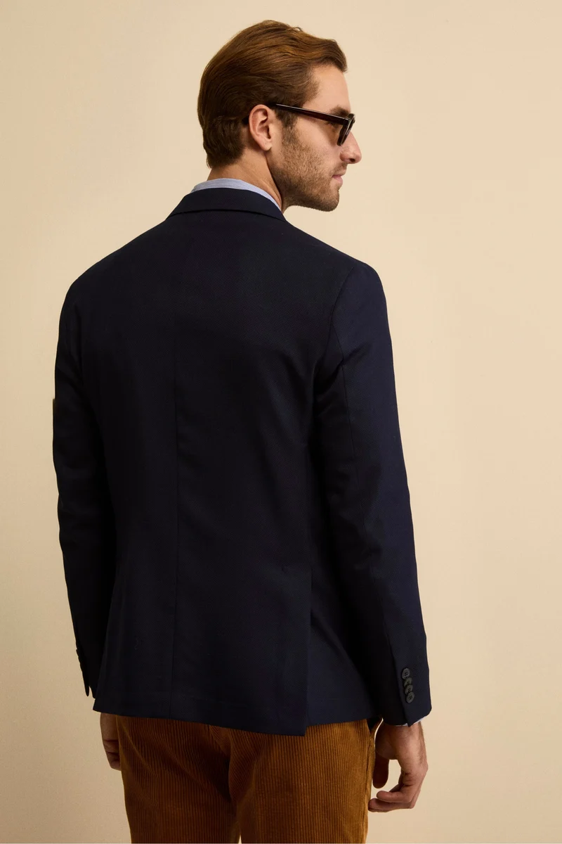 Giacca Slim Fit Monopetto in Lana Vergine - BLU