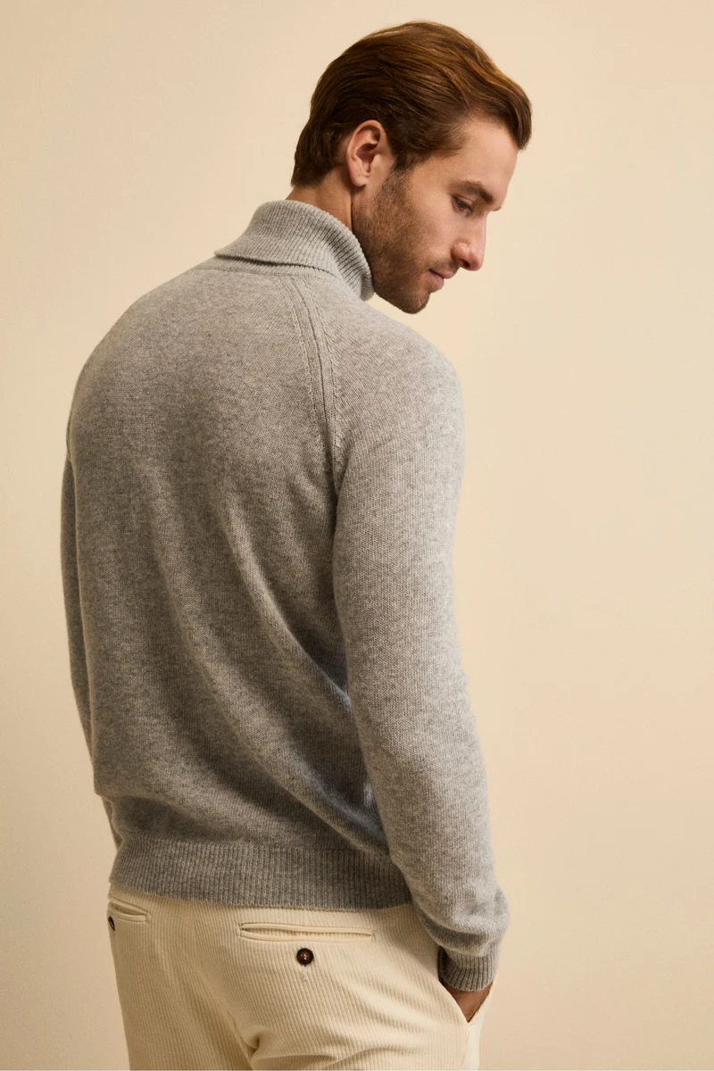 Dolcevita Jacquard in Lana e Cashmere - GRIGIO/BEIGE