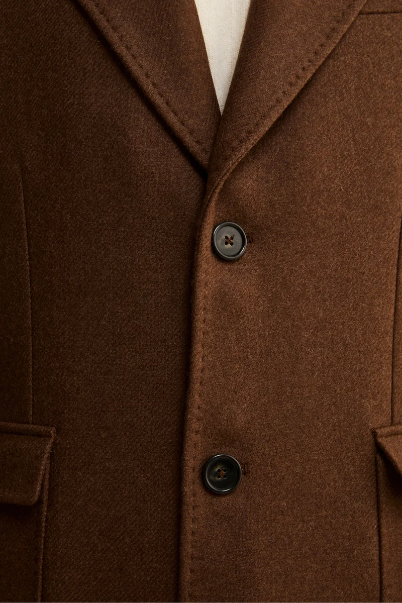 Cappotto Twill in Lana - MARRONE