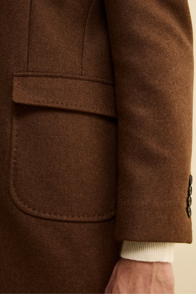 Cappotto Twill in Lana - MARRONE