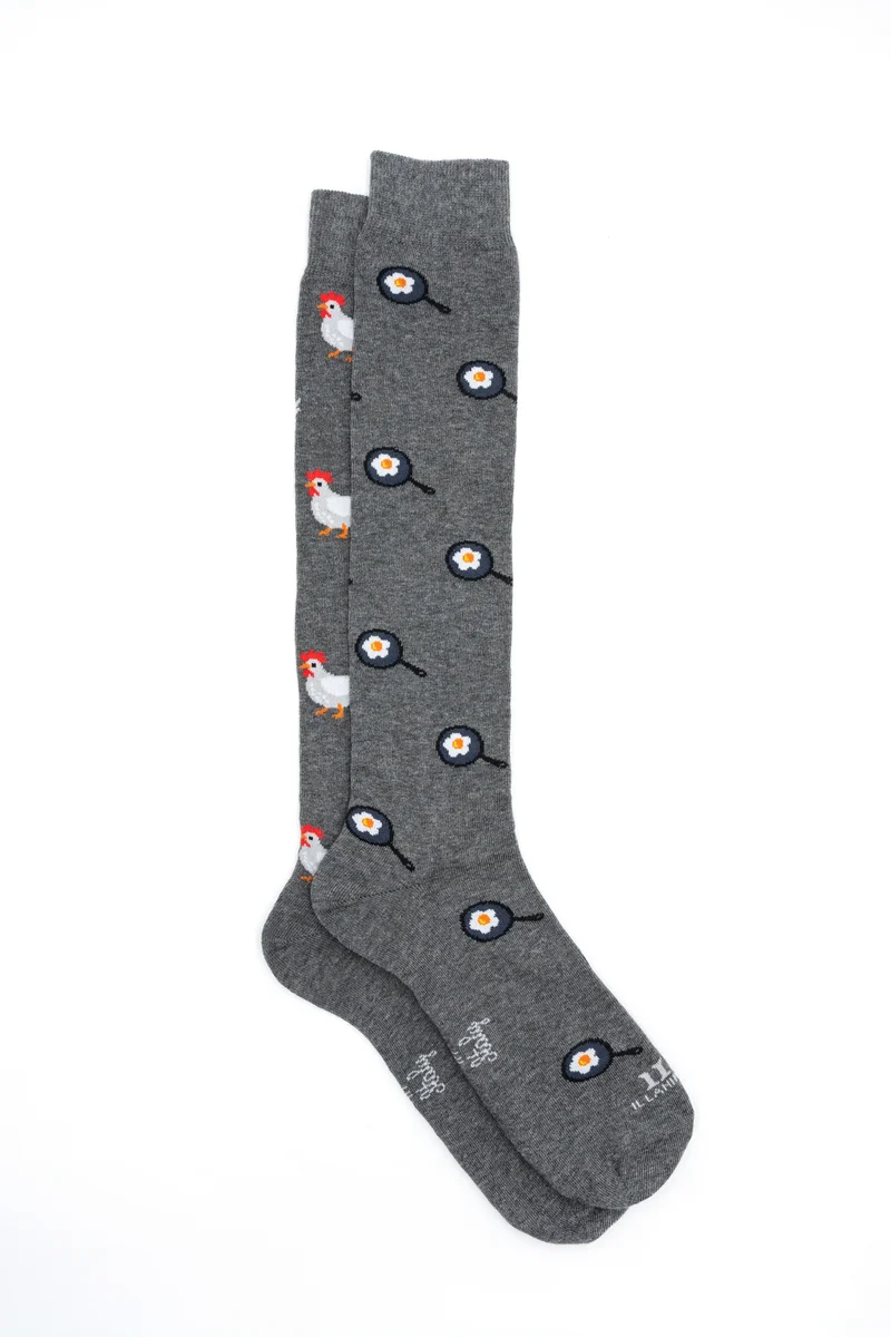 Calze Lunghe Fantasia in Cotone - GRIGIO MEDIO