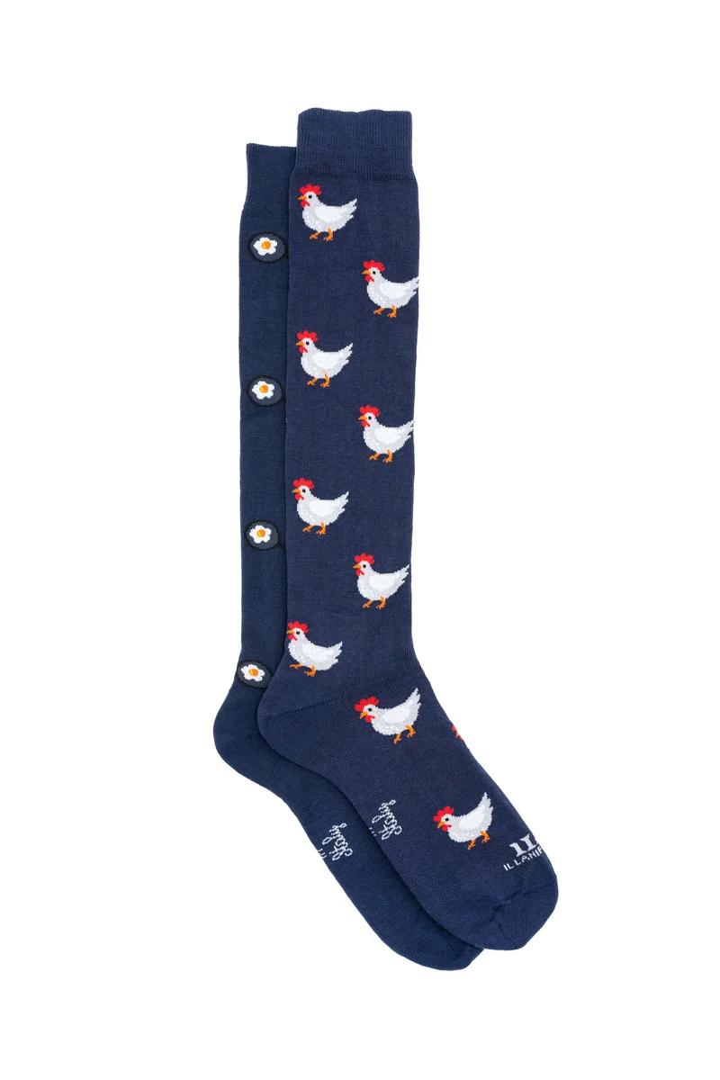 Calze Lunghe Fantasia in Cotone - BLU