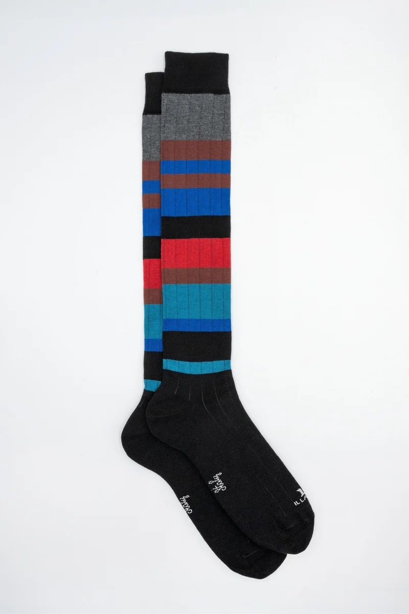 Calze Lunghe in Cotone - NERO RIGATO