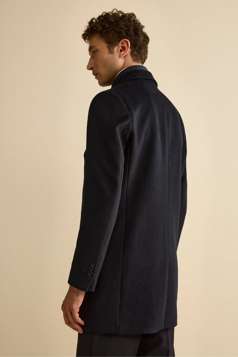 Cappotto Foderato in Misto Lana con Pettorina - BLU