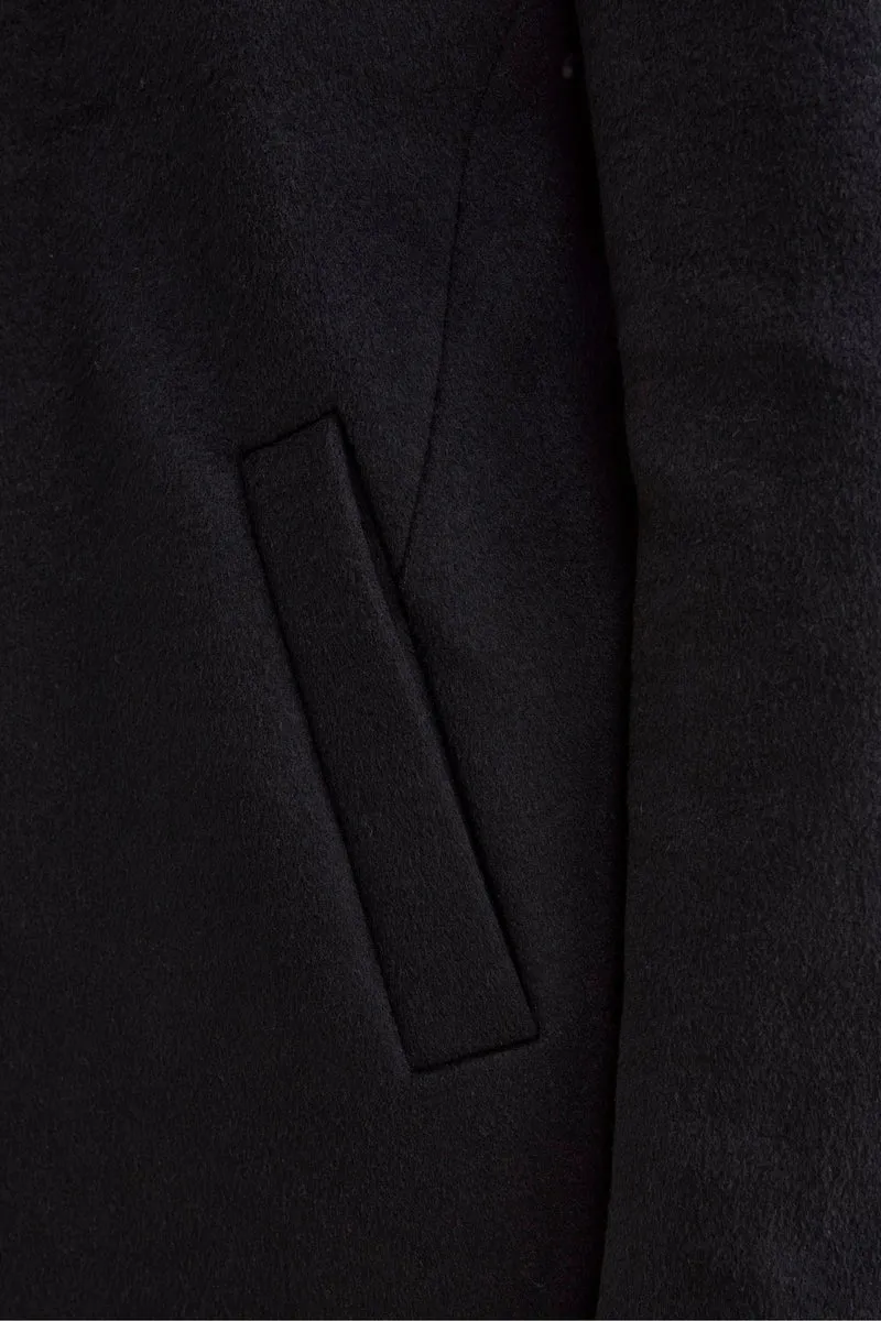 Cappotto Foderato in Misto Lana con Pettorina - BLU