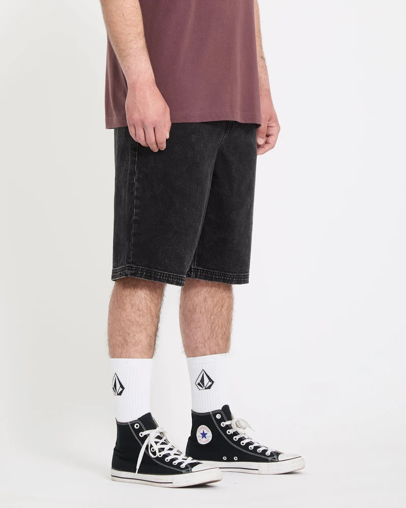 Freazy 22" Denim Elasticated Waist Shorts - Blackity Black