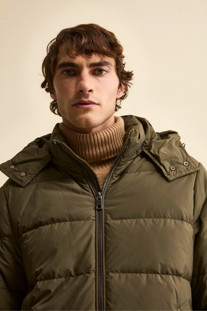 Giubbotto Piumino con Cappuccio Removibile - VERDE MILITARE